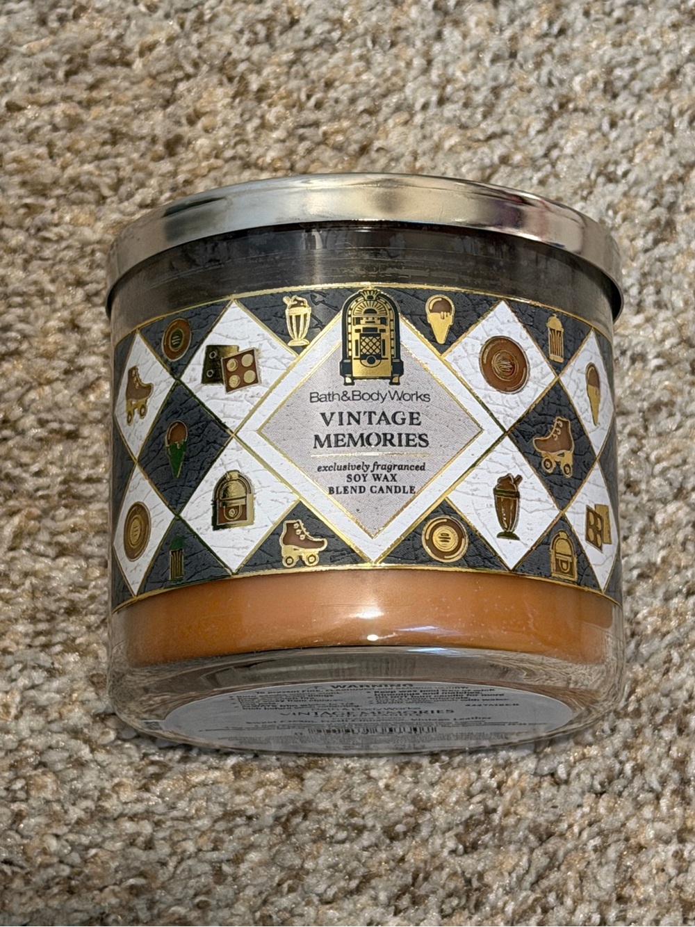 New Bath & Body Works "Vintage Leather" 3-wick Candle